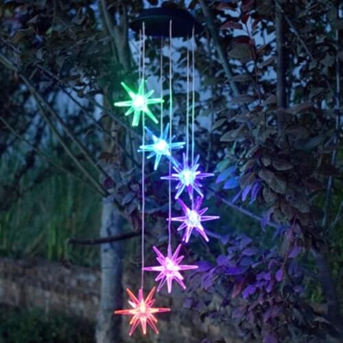 Solar Mobile LED String Lights Outdoor Color Changing Wind Chimes Dragonfly Pendant Aeolian Bell Yard Garden Home Decor Hanging