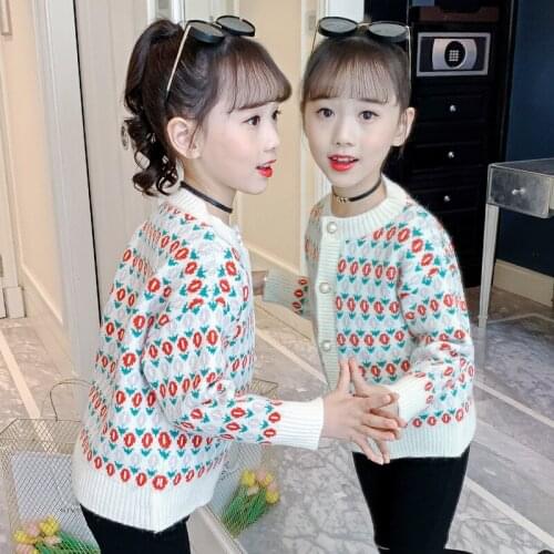 Girls Sweater Babys Coat Outwear 2021 Fashion Thicken Warm Winter Autumn Knitting Cardigan Christmas Gift Childrens Clothing