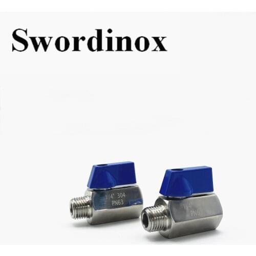 Swordinox 1/8" 1/4" 3/8" 1/2" 3/4" 1" Bule Plastic Manual Handle SS304 Homebrew Beer Female Male Threaded Mini Ball Valve