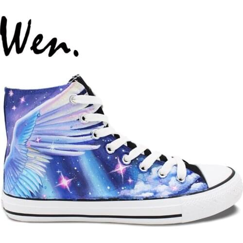 Wen Customized Design The Western Myth Noble Unicorn Hand Painted Skateboard Canvas Shoes High Top Men Womens Christmas Gifts
