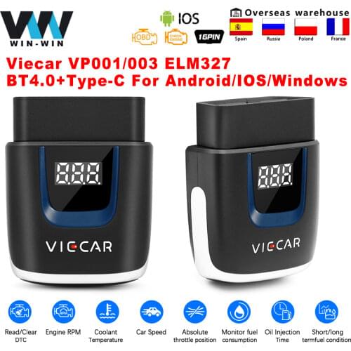 Viecar ELM327 Bluetooth 5.0 4.0 VP005 VP006 OBD OBD2 WIFI Car Diagnostic PIC18F25K80 for Android/IOS Scanner USB ODB2 Auto Tool