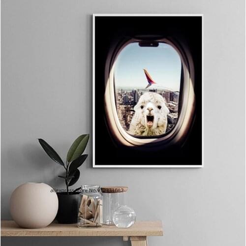 Canvas Print and Poster Vintage Llama Print New York City Photo Picture Wall Art Home Decor for Living Room No Frame