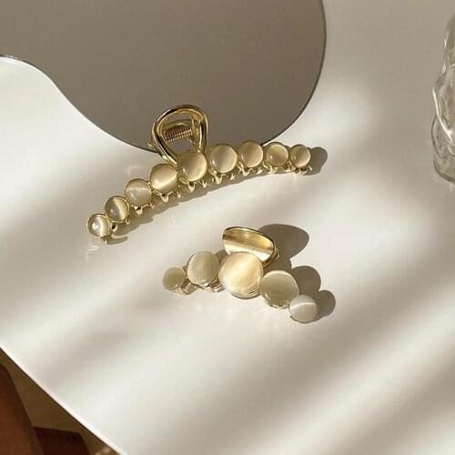 2021 New Cats Eye Stone Hair Claw Women Elegant Opal Hair Clips Headband Hairpin Hair Accessories Barrettes Hair Crab