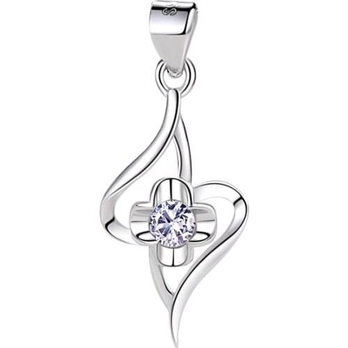 925 Sterling Silver Pendant For Women Heart Shaped Clavicle Chain Pendant for Wedding Engagement Fine Jewelry (Without China)