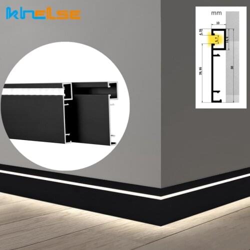 1m 50mm LED Hard Bar Light Aluminium Profile Baseboard Suface Mounted Wall Skirting Channel Linear Lamp With Corner Connector