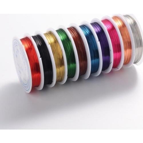 10Rolls Mixed Color 0.4mm Copper Jewelry Wire For Jewelry Making, Lead Free & Cadmium Free & Nickel Free, 10m/roll