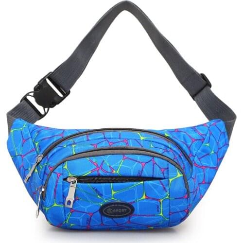 10PCS / LOT Fashion Colorful Printed Women Girl Belt Waist Bag Pouch Zipper Girls Casual Fanny Pack Waist Bags