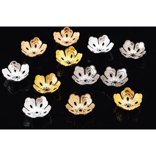 100p 14mm flower Filigree spacer loose beads pendants charm beads cap end caps connector DIY accessory jewelry material supplier