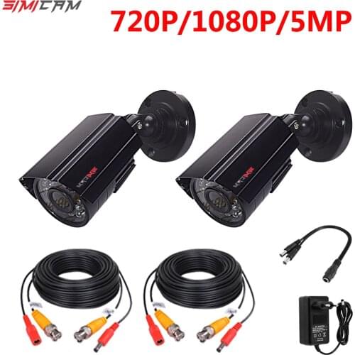 1080P 1920P AHD Security Camera 2PCS /2MP/5MP Bullet Kit Outdoor Weatherproof Housing 66ft Night Vision IR CCTV Video Camera