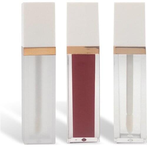 30pcs 7ml square flat liptubes White transparent frosted flat lip gloss tube Lip Glaze Tube empty lipstick tubes Makeup package