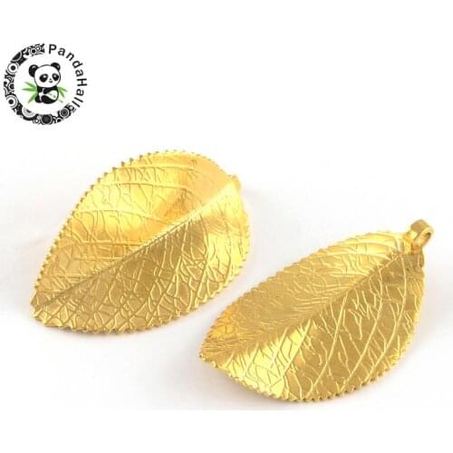 304 Stainless Steel Leaf Pendants for Jewelry Making DIY Golden Stainless Steel Color 28x17.5x1mm, Hole: 3mm,20pcs/lot