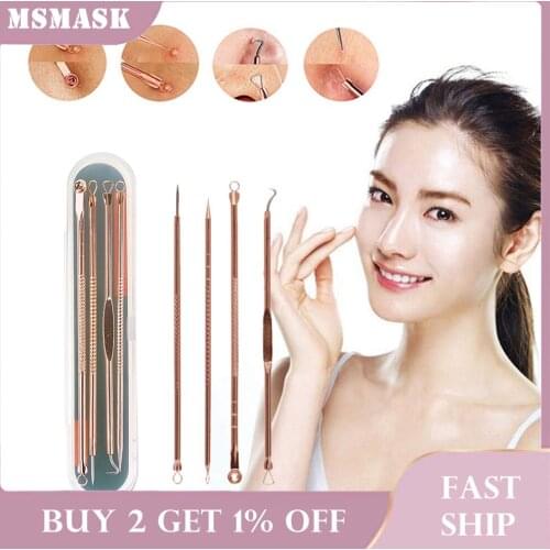 4Pcs BlackHead Remover Tool Acne Needle Comedone Blemish Pimple Spot Black Head Extractor Removal Pore Cleaner Face Cleansing