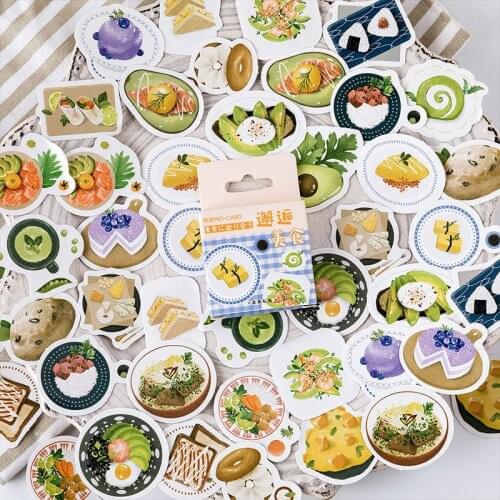 46pcs\set Cute Food Dessert Stationery Sticker Flake Novelty Adhesive Decorative Journal Scrapbooking Japan Stickers