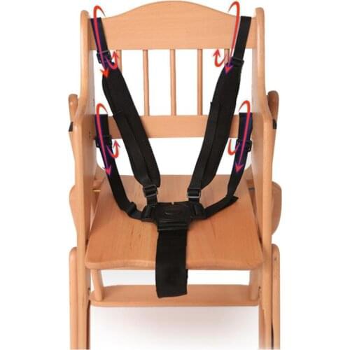 5 Point Harness Nylon Safe Belt Seat Belts 360 Degree Rotating Hook Baby Seat Belts Baby Stroller High Chair Black