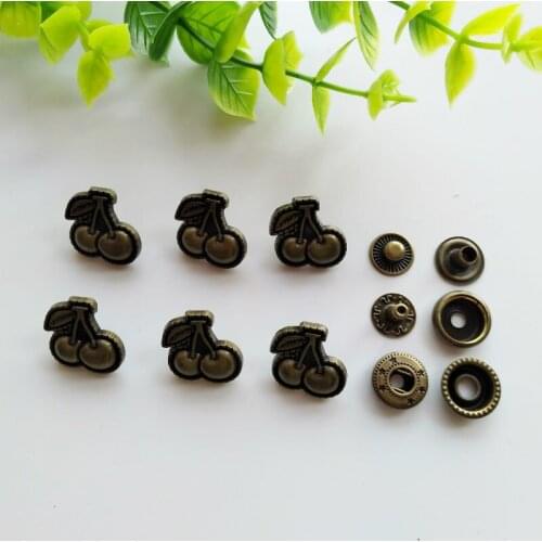6sets Cherry Zinc Alloy Snap Fastener Press Stud Sewing Leather Combined Button Craft For Clothes Garment DIY Decoration 15*17mm
