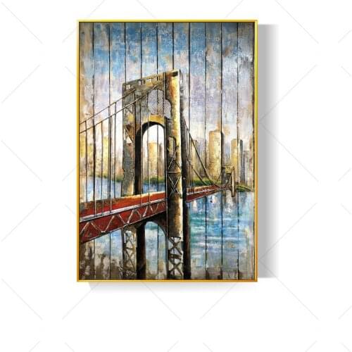 Unframed Canvas 100％ Hand Painted Cable-stayed Bridge Abstract Home Decoration Wall Pictures for Living Room Wall Art on Canvas