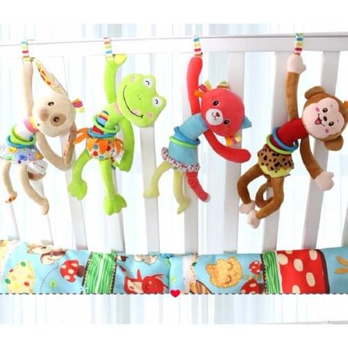 Baby Rattle Toys Bed Stroller Hanging Animal Musical Mobile bell Infant Educational Toys pull shock Rattles Baby Gift