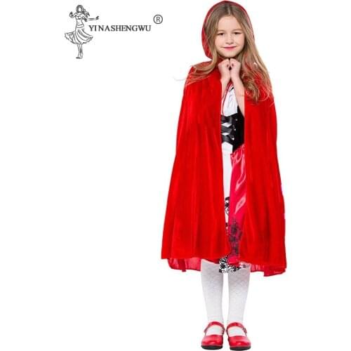 Children Little Red Riding Hood Costume Halloween Party Cosplay costume High Quality Dress + cloak Stage performance suit