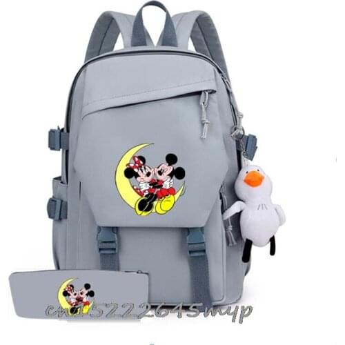 Disney Mickey Mouse 16 Inch Backpack For Children School Bags Cartoon 2pcs Book Backpack Daily School Backpack Gift+ Pencil Case