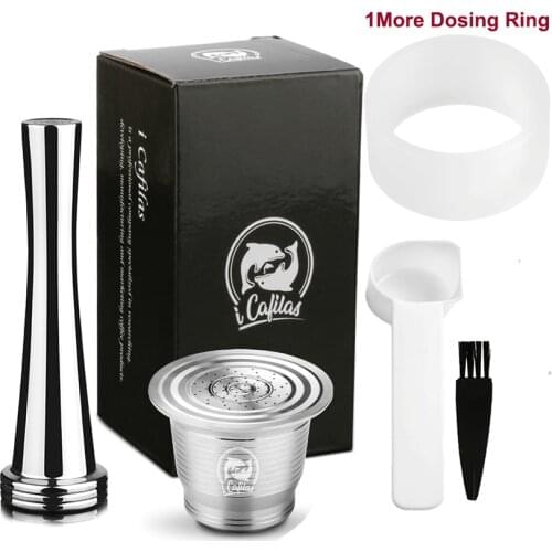 For Nespresso Refillable Capsule Coffee Filter Pod With Dosing Ring tamper nespresso capsule reutilisable