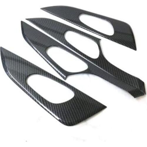 For Nissan X-Trail 2014-2018 4PCS ABS Chrome Car Carbon Fiber Inside Handle Box Frame Trim Cover Trim Car Styling Accessories