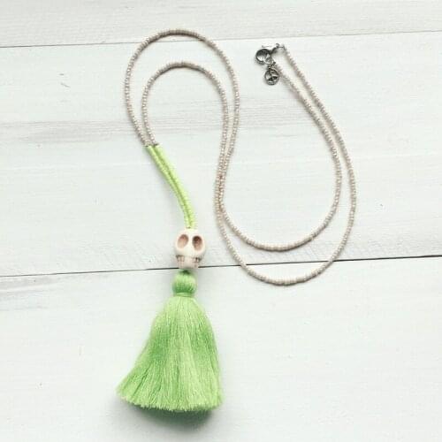 Dongmu jewellery 2017 new original handmade color bright tassel lady long necklace skull pendant necklace girl Christmas gift