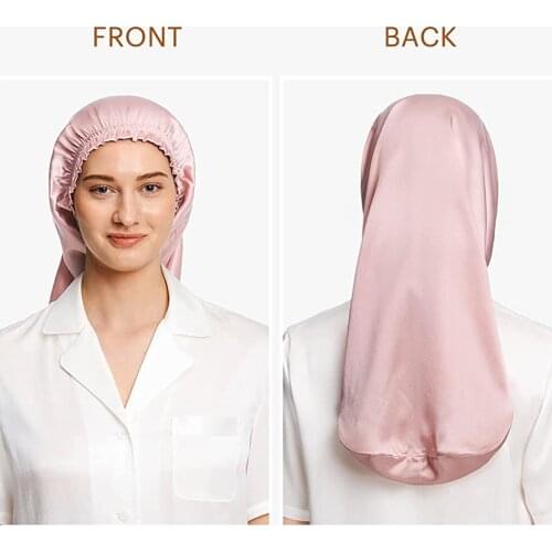 Elegant Night Silk Bonnet Sleep Cap Soft Elastic Band Extra Large Long Bonnet for Braids,Long Natural Curly Hair Loose Night Hat