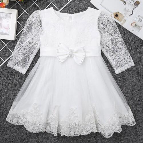 Lace Flower Girls Dress Kids Dresses for Girls Hollow Out Embroidered Princess Dress Baby Girls Christening Baptism Lace Dress