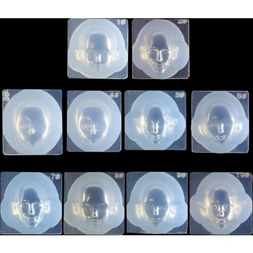 LXAD 10 Pcs Human Face 3D Doll Epoxy Resin Mold Aromatherapy Plaster Silicone Mould DIY Crafts Ornaments Decorations Casting