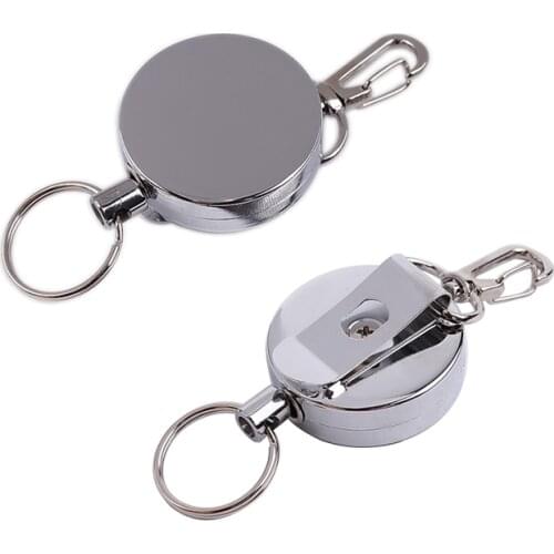2 Piece/lot Full Metal Retractable Reel Recoil Pull Key Ring Chain Steel Wire Belt Clip Ski Pass ID Card Badge Key Holder