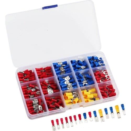 280pcs/set Cable Lugs Assortment Kit Wire Flat Female and Male Insulated Electric Wire Cable Connectors Crimp Terminals Set Kit
