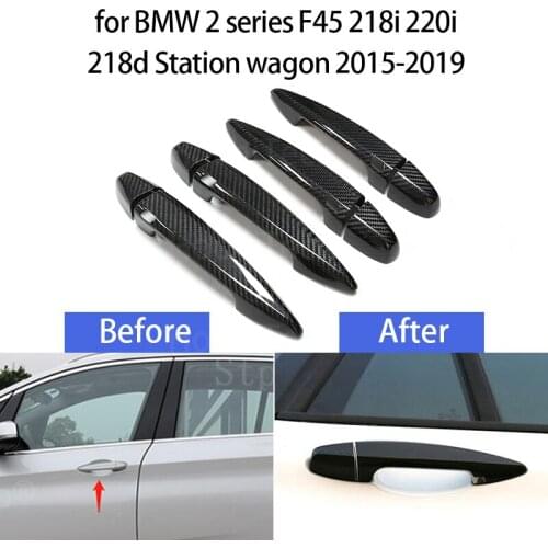 Carbon Fiber Exterior Door Handle Cover Trim Sticker for BMW 2 Series F45 218i 220i 218d Station Wagon 2015-2019 Car Accessories