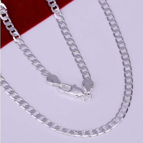 New Arrival Hot sell 16-30 inches silver plated 4MM Flat women cute men chain snake Necklace Fashion jewelry trends Jewelry Gift
