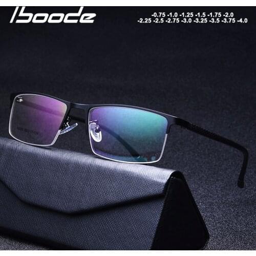 Iboode Retro Half Frame Finished Myopia Glasses Men Women With Diopter -0.75 1.0 1.50 1.75 2.0 2.25 2.5 2.75 3.0 3.25 3.5 3.75 4