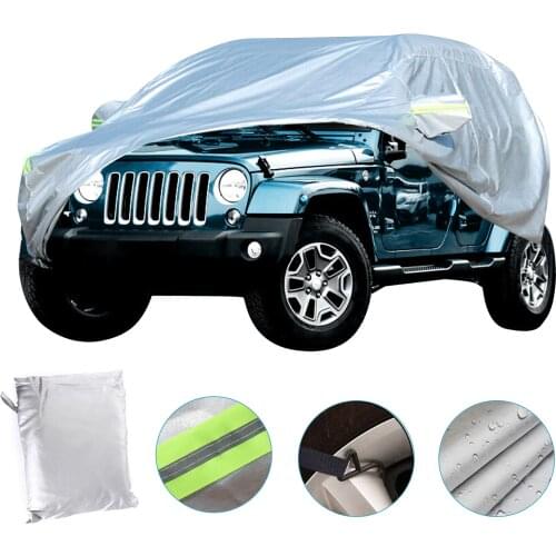 1SET Oxford Car Cover Compatible with Jeep Wrangler Cover 2 Door Waterproof For YJ JK & JL 1987-2020 with Windproof Straps