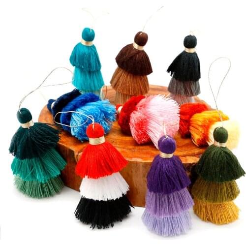 Wholesale Mixed Color 75mm Poly Cotton Tassel Charm Pendant Fringe for DIY Necklace Key Chain Bag Jewelry Findings Craft Making