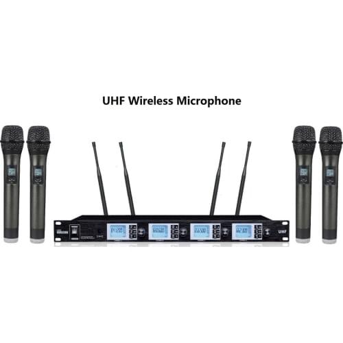 Bolymic Microfono profesional 4x100 Channel Wireless Vocal Radio Microphone Mic System