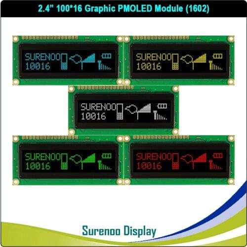 Real OLED Display, WS0010 Graphic 100*16 Dots Compatible with 1602 162 Character LCD Module LCM Screen, Support SPI