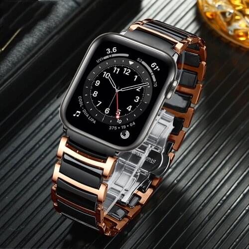 For apple watch se band series 6 5 4 44mm 40mm strap for iwatch 3 42mm 38mm Bracelet Ceramic Stainless Steel Business bands