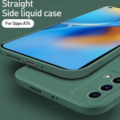 Luxury Original Square Liquid Silicone Case For OPPO A74 Shockproof Soft Phone Back Cover Shell Coque For O PPO A 74 74A 6.43"