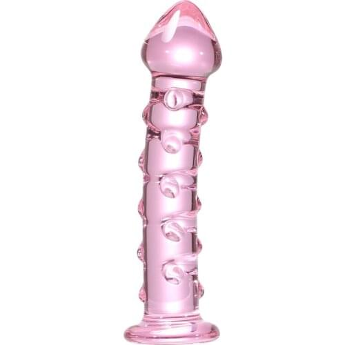 Sex Toy Female Masturbation Device Glass Dildo Transparent g-Spot Massage Stick Threaded Masturbation Device