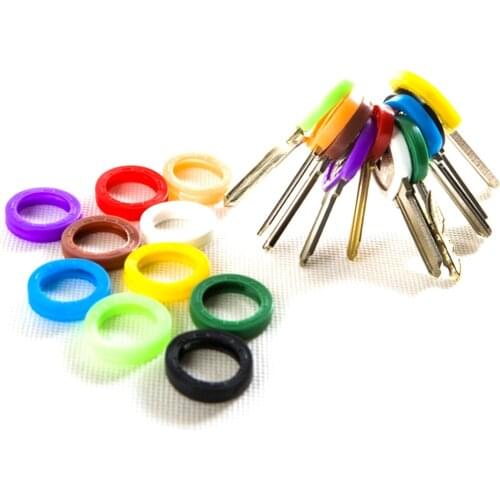 20/24/32pcs Tags Silicone For Car Round Hollow Key Identification Cap Key Cover Identifier Keyrings Bicycle Motorcycle Elastic