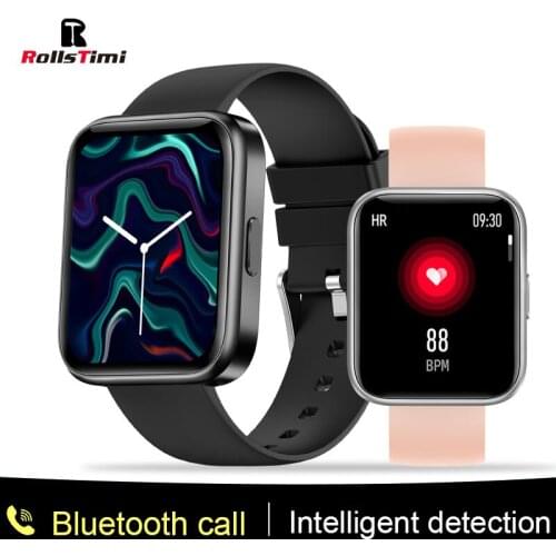 Rollstimi 2021 Bluetooth Call Smartwatch Men 1.69inch Full Touch Screen Music Playback Women Sports Fitness Tracker wristband