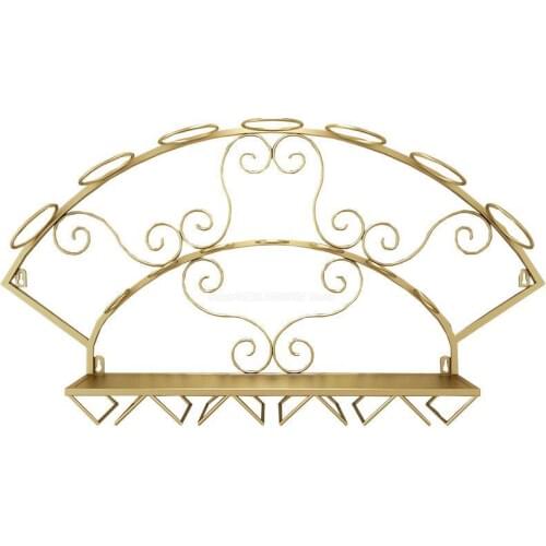 Modern Metal Wine Bottle Holder Wall Mounted Organizer Glassware Storage Shelf Display Rack for Whiskey Elegant Room Decoration