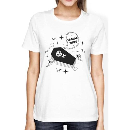 So Dead Inside Coffin T-shirt Funny Unisex Halloween Gift Tshirt Cute Women Short Sleeve Hipster Graphic Top Tee Shirt vestido