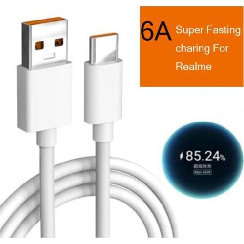 For Realme SuperVOOC 6A Charger Cable 65W Quick Charge Type C Line For Realme X50M X50t V15 C3 X 5 6 6S X50 X3 X5 Pro Q2 V5 OPPO