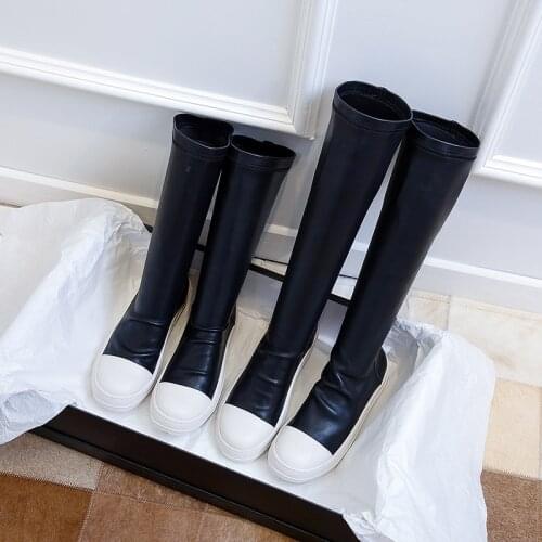 Chunky Platform Pu Leather Knee High Boots Women Shoes Woman Retro Punk Height Increasing Long Boots Lace Up Booties Mujer 2021