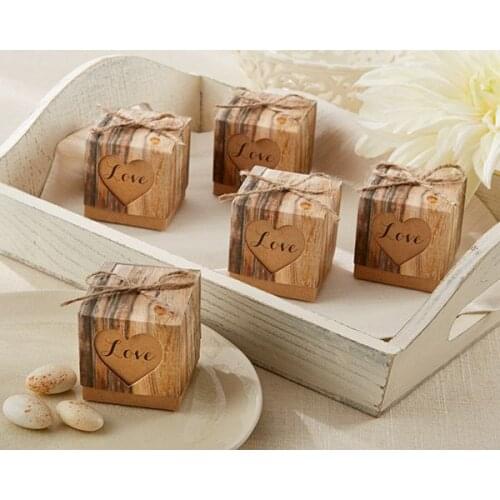 100 Pieces/Lot) Popular Wedding Gift box of Hearts in Love Rustic Kraft Favor Box and Party decoration gift For Party favor box