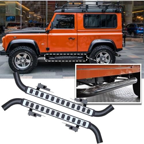 2Pcs left right steel side step fits for land rover defend 90 running board Nerf bar pedal protector side stairs