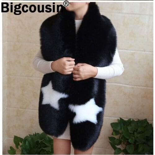 2021 Super Luxury Women Faux Fox Fur Scarf Large Long Bridal Wraps Shawls Wedding Party Muffler 180*27cm Collar High Quality